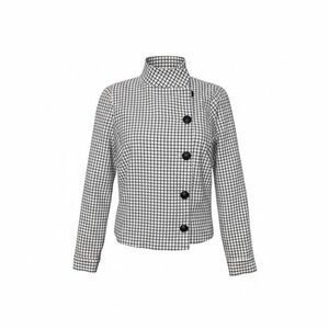Cabi Plaid‎ Jacket Cropped Button Up Career Casual Black White XS